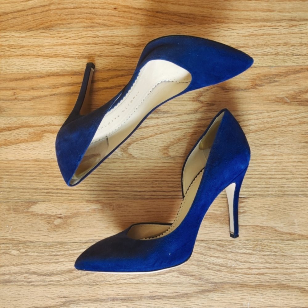 Charlotte Olympia Suede D'Orsay heels navy size 38.5 US 8